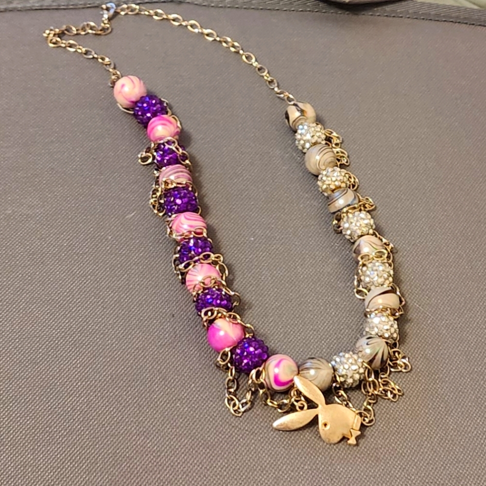 Purple and Pink Beaded Playboy Inspired Necklace